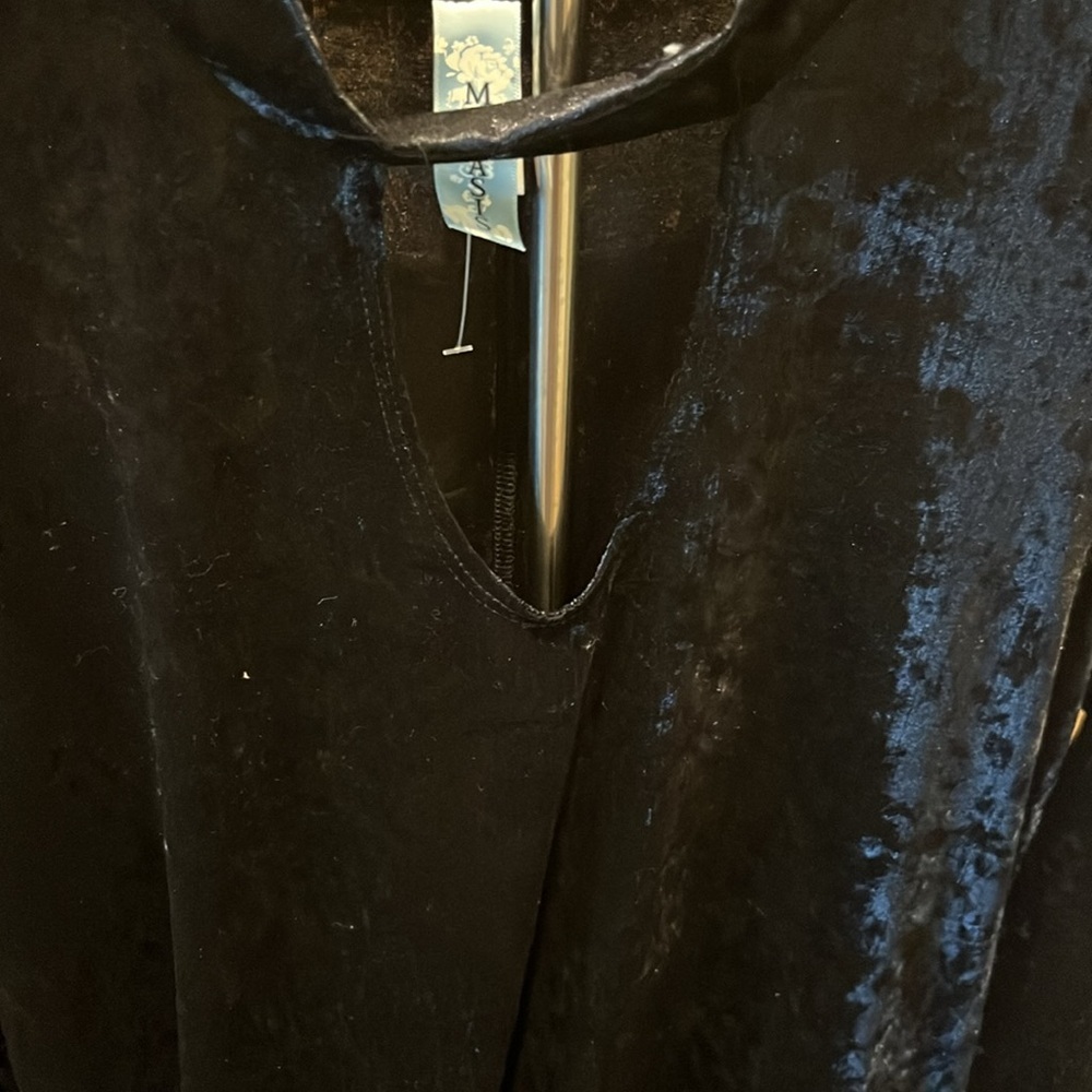 M.FASIS WOMENS SZ 1X BLACK VELVET MIDI DRESS - Picture 4 of 9